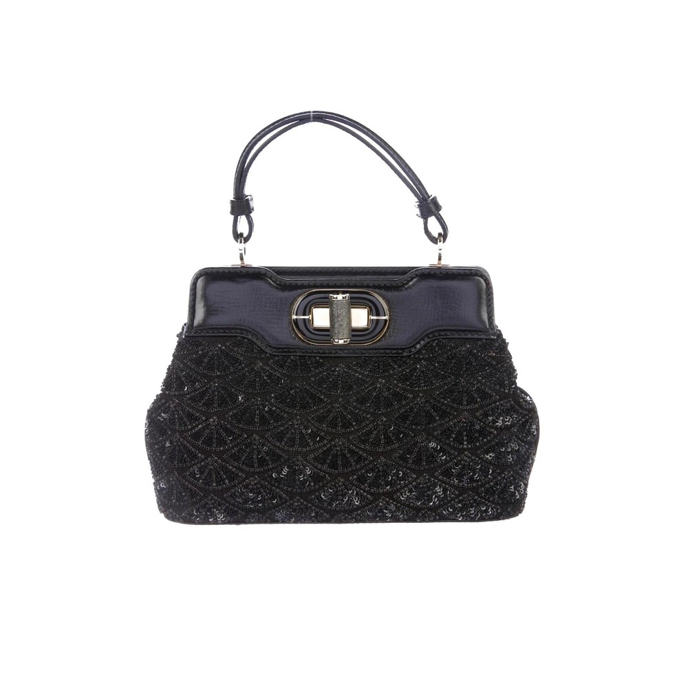 BVLGARI Bulgari Mini Embellished Isabella Rossellini Satchel Black Sequin Italy
